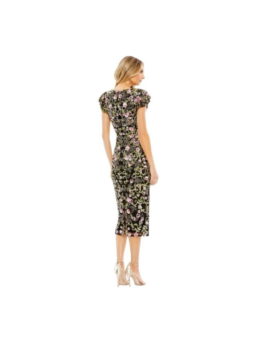 Women Mac Duggal Dress Size 14 Black Floral - Picture 2 of 6
